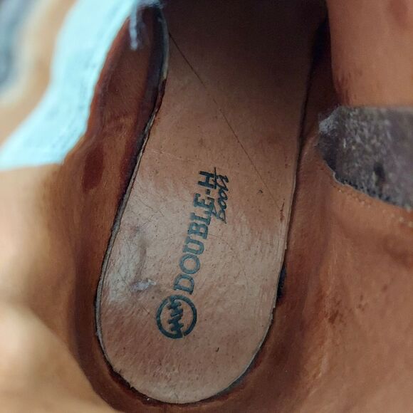 Double H Chunky Heel Platform Brown Leather Ankle Boot Size 7 - Picture 10 of 12